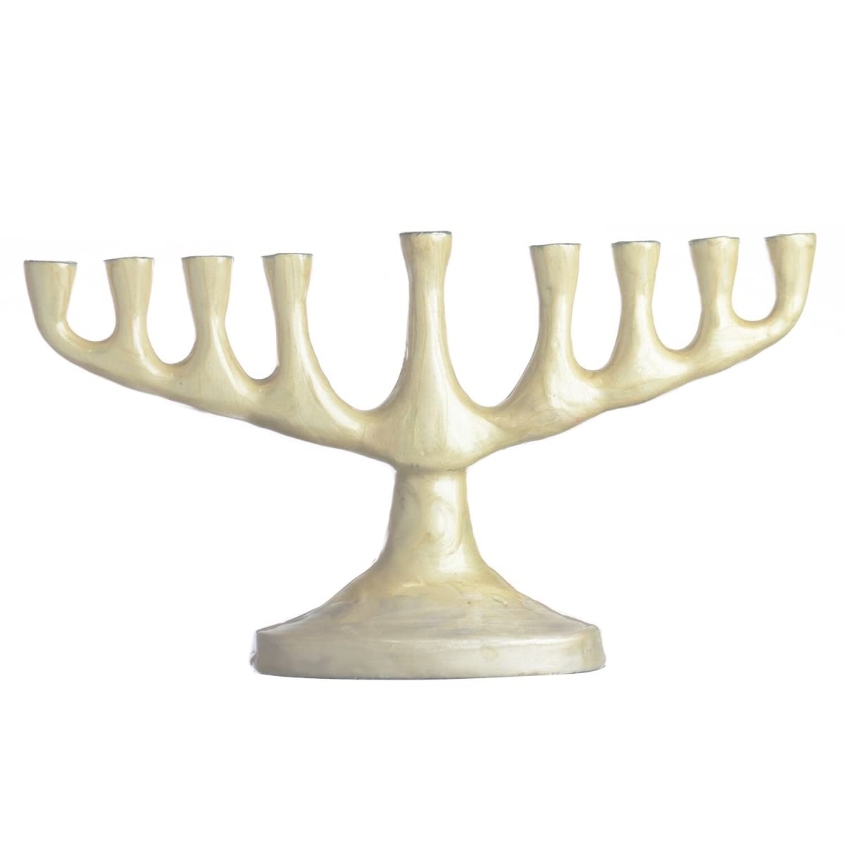 A&M Judaica & Gifts 59074 5.5 x 10 in. Stainless Steel Hanukkah Menorah Pearl