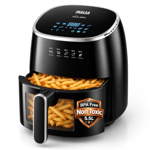 INALSA Air Fryer 5.5L,1600W,Non Toxic,Food Safe,Digital,TASTY FRY...