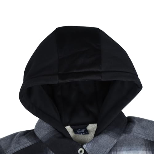 Image of LeeHanTon Mens Heavyweight Hoodies Casual Zip Up Plaid Flannel Shirt Jackets Winter Thick Berber Lined Fleece Coat