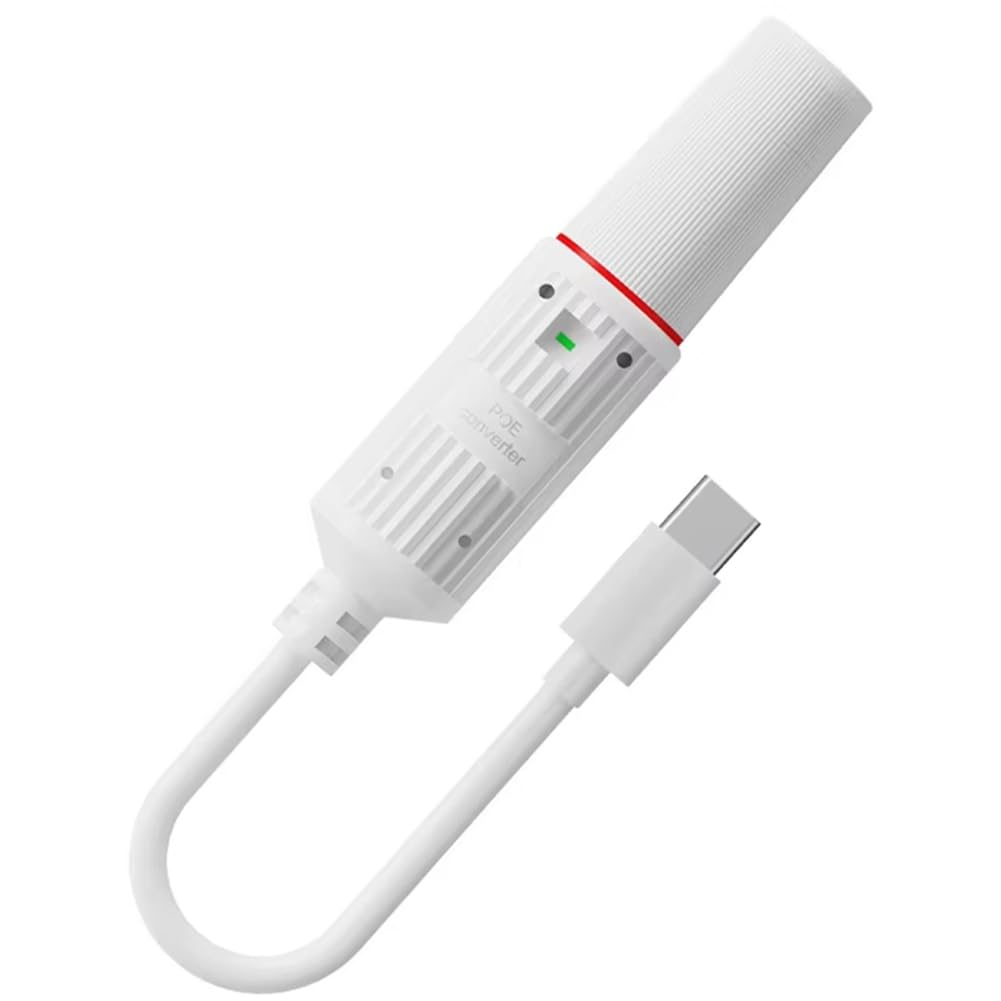 Jnchdghwa White Type-C Poe Splitter 48V To 5V Power Supply Converter For Security Cameras Waterproof Power Conversion Cord