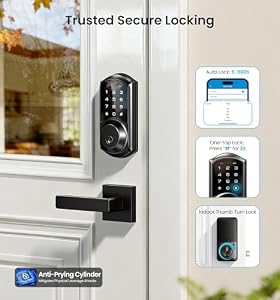Veise VE06-L Smart Deadbolt Lock with 2 Lever Handle Set, Matte Black — photo 3 of 6