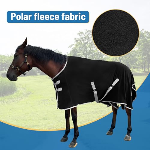 Image of Polar Fleece Horse Exercise Sheet,Winter Blanket, Polar Wool Cooling Blanket (Back Length 78in Horse Height 57in(145cm))