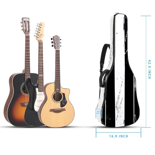 Housse de transport guitare acoustique design rayures noires et blanches