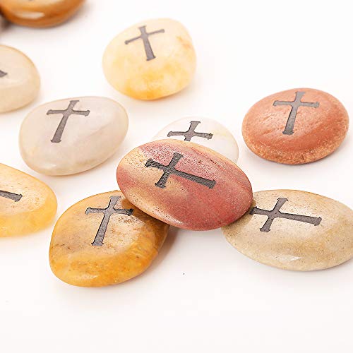24PCS CROSS RockImpact Engraved Inspirational Stones, Sentimental Gifts, Blessing Motivational Treat - Image 3