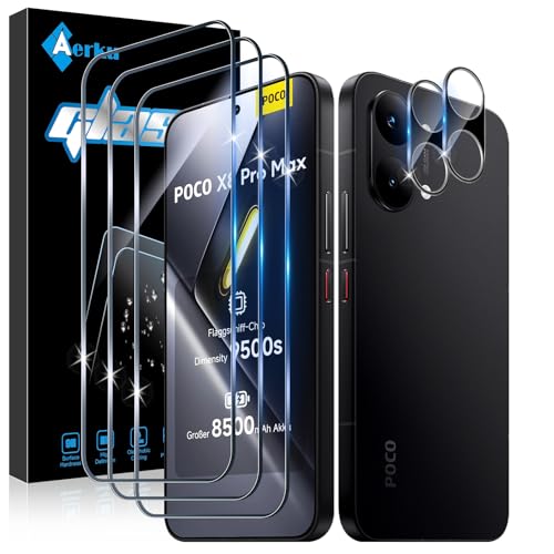 Aerku 3x Verre Trempé Protection Écran pour Xiaomi Mi Poco X8 Pro Max, avec 2x Caméra Arrière Protecteur, Dureté 9H Anti-Traces, 0,33mm Ultra-Fin, Clarté...
