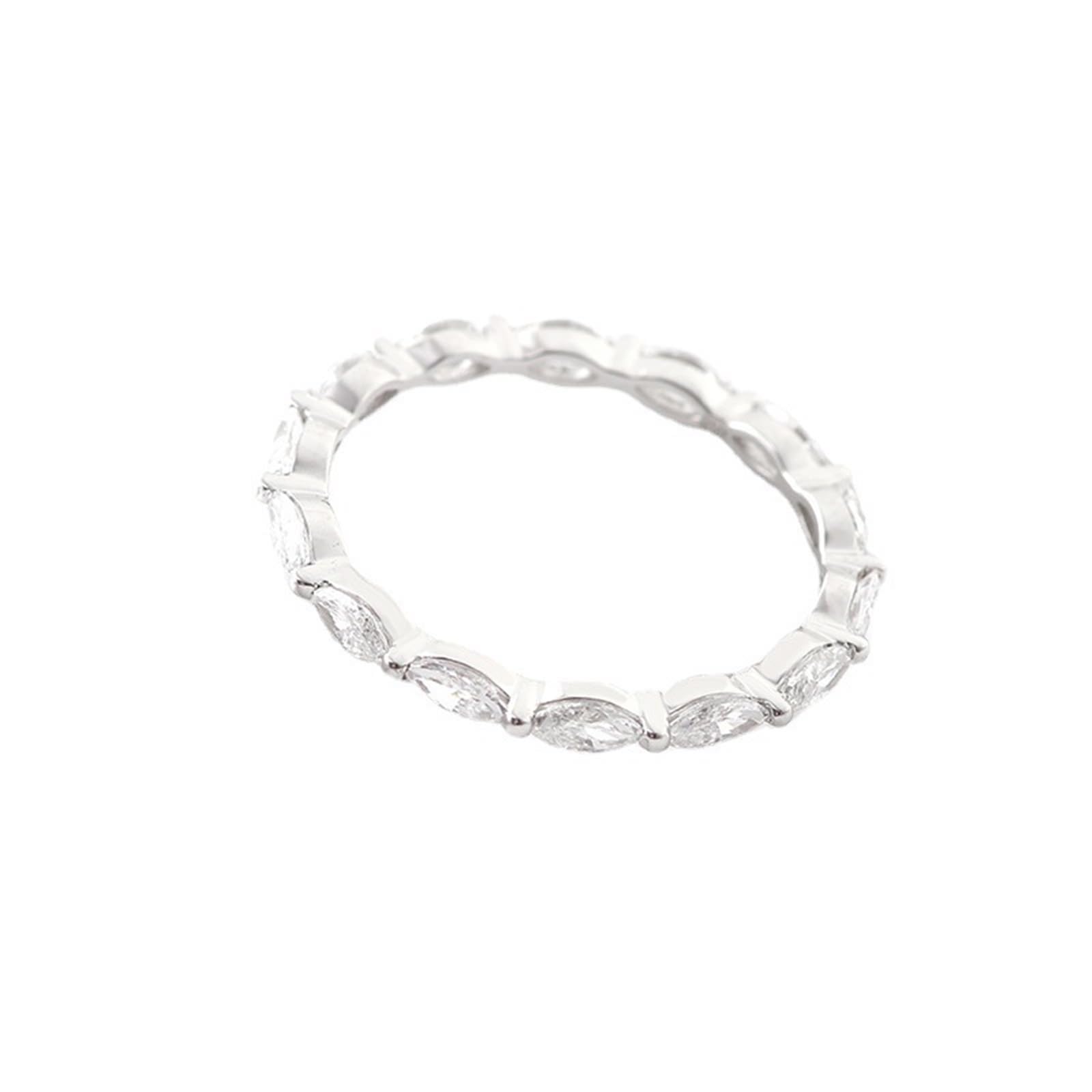 Anillo de graduación, anillo de banda de moissanita marquesa blanca plateada para aniversario, anillo de joyería para mujer