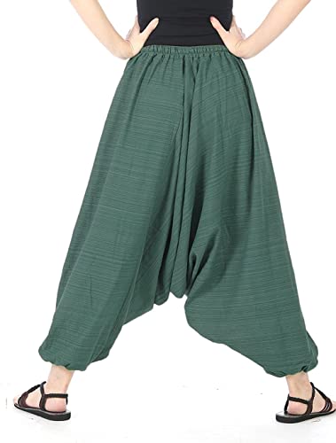 Image of Whitewhale Mens Women Cotton Stripe Aladdin Loose Baggy Boho Hippie Harem Pants