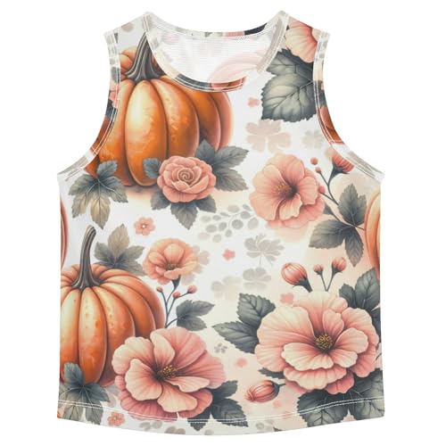 susiyo Autumn Pumpkins Flowers Boys Sleeveless Tank Top Girls Athletic T Shirt