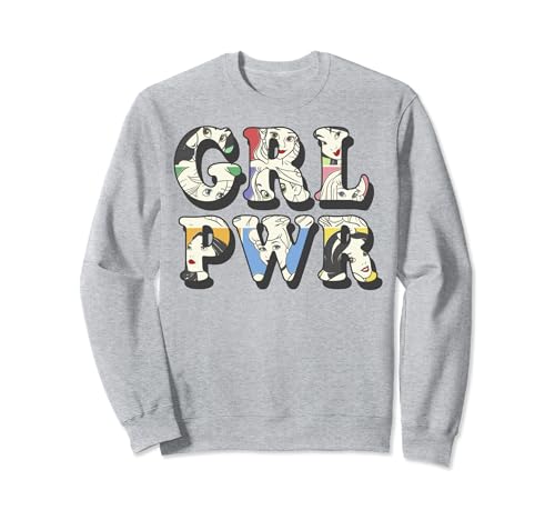 Sweatshirt Disney Princess GRL PWR pull décontracté rose et gris à col rond