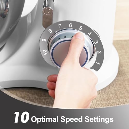 Image of Kitchen in the box 7QT 900W 10-Speed Stand Mixer, Tilt-Head Kitchen Electric Mixer with Dough Hook, Whisk & Flat Beater(Frost White)