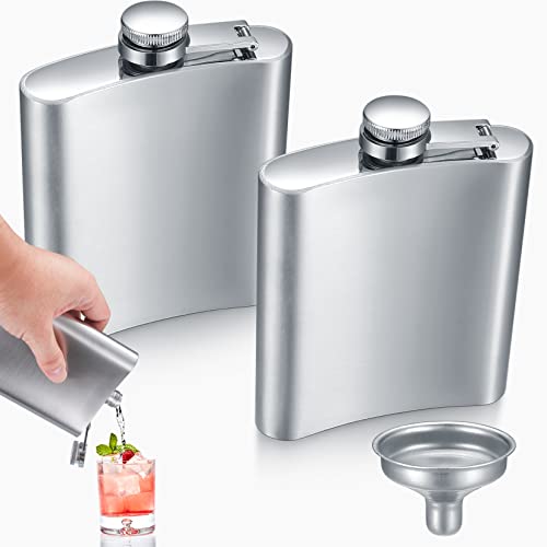 Lot de 2 flasques à whisky en acier inoxydable de 7 oz avec entonnoir, poches portables pour hommes, escalade, camping, barbecue, bar, fête, bouteille d'eau Cover
