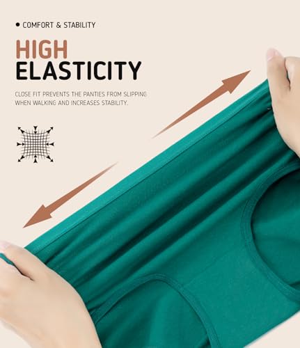 Image of TANSTC Women's Underwear Lady High Waist Panties Full Cover Underpants Soft Briefs Hipster Comfort Panty Stretch Breath Underpants,Dark Color M
