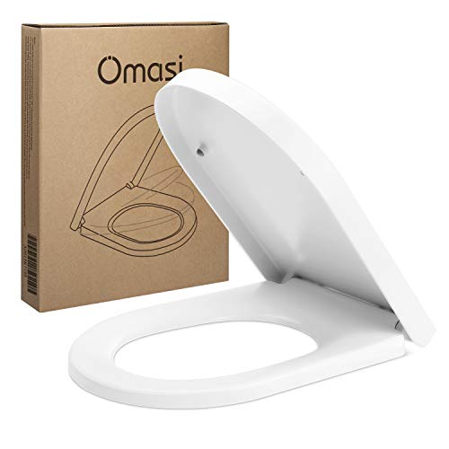 Preisvergleich Produktbild Omasi WC Sitz D-Form, Toilettendeckel mit Absenkautomatik. Klodeckel abnehmbar Toilettensitz, Einfacher Einbau von oben, Leicht zu Zerlegen und zu Reinigen