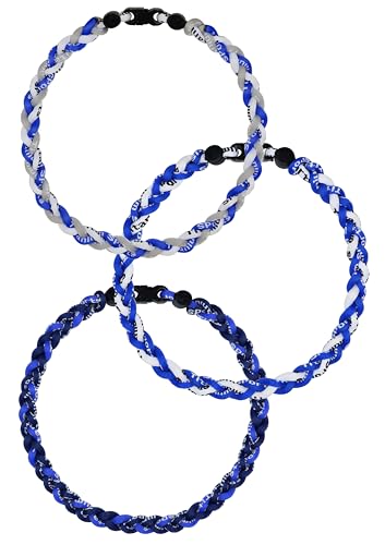 SUPBOMM 3 pcs Baseball Rope Necklaces, League Team Colors Braided Necklace, Baseball Team Gifts, Dodgers