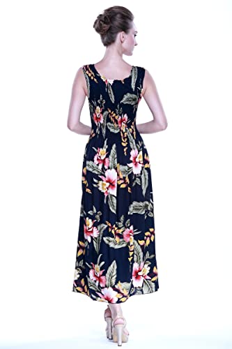 Image of Family Matching Hawaiian Clothes, Black Rafelsia | Lightweight 100% rayon • Family matching outfits • Beach vacations • Luaus • Cruises • Family photos