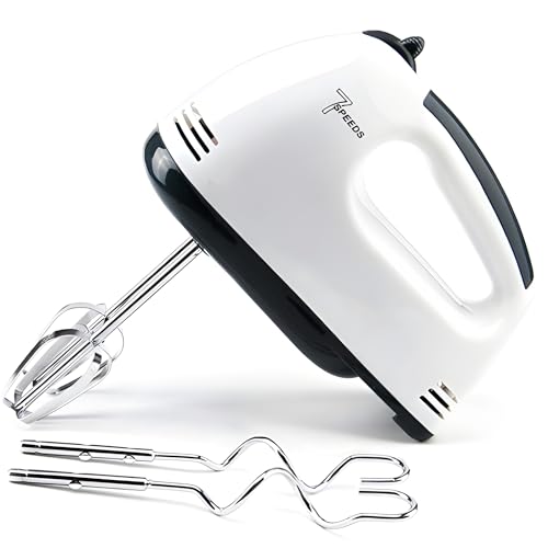 Sbattitore Elettrico 7 Velocità, Fruste in Acciaio Inox, Mixer Manuale per Dolci, Pane e Salse, Potente e Facile da Usare