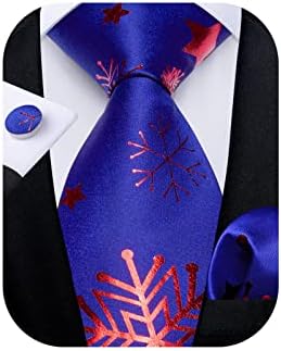 DiBanGu Men's Necktie Handkerchief Silk Paisley Floral Tie Pocket Square Cufflinks Tie Clip Set