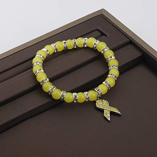 CENWA Yellow Awareness Bracelet Yellow Rhinestone Ribbon Charm Cancer Awareness Jewelry Gift for Endometriosis/Bladder Cancer/Suicide Prevention/Bone Cancer4