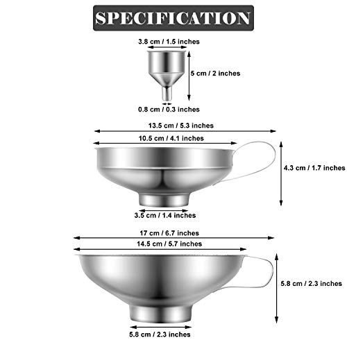 Shappy 5 Pieces Stainless Steel Funnels Set Canning Funnel Fine Mesh Strainer Mesh Filter Compatible With Wide And Regular Narrow Mouth Mason Jar #TOP1