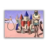 Les Moutons by Max Ernst Famous Paainting Print on Canvas Surrealista Art Póster Reproducciones Pósteres e Impresiones Lienzo Arte de pared para sala de estar, 50 x 75 cm, sin marco