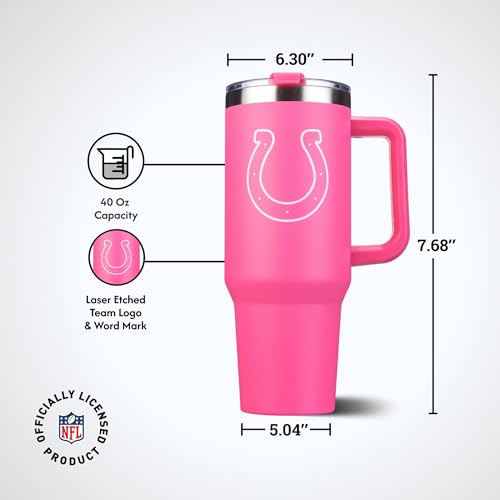 Image of The Memory Company Officially Licensed NFL - Indianapolis Colts 40oz Pink Game Day Tumbler with Team Logo