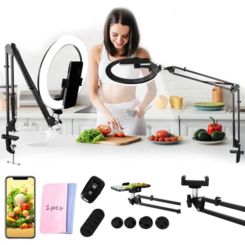 TAVADA Aro de Luz con Tripode,Anillo de Luz para Selfie,Ring Light con Función Bluetooth,Anillo de Luzs Aro de Luzs con Brazo de Soporte Resistente y Soporte,para Fotografía Selfie,Youtube,Tiktok