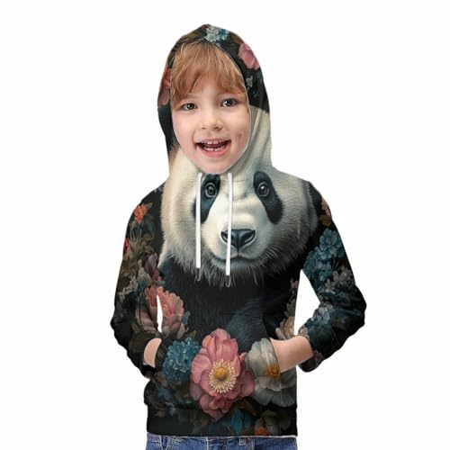 Sweat panda en fleurs pour enfant de 13-15 ans pull décontracté - 5