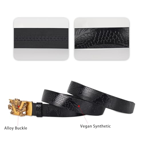 Image of Aurolran Men&Womens Leather Dress Belt Business Automatic Buckle Belt Color-Black Silver Gold