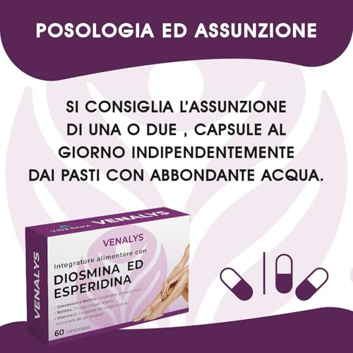 Diosmina Ed Esperidina Integratore Per La Normale Funzionalità Del Microcircolo. Vene Varicose, Gambe Gonfie, Emorroidi Esterne E Capillari Rotti Ippocastano, Meliloto E Vitamine - 7