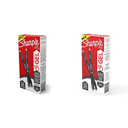 Sharpie S-Gel, Gel Pens, Bold Point (1.0mm), Black Ink Gel Pen, 12 Count & S-Gel, Gel Pens, Medium Point (0.7mm), Black Ink Gel Pen, 12 Count