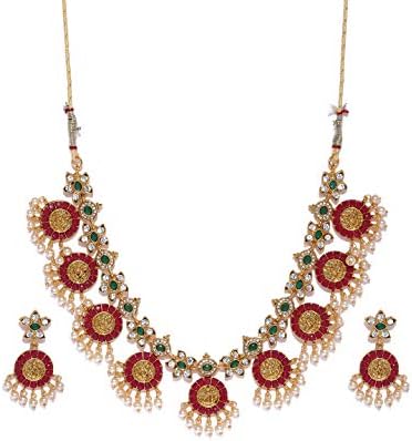 طقم مجوهرات للنساء من زافيري بيرلز (اخضر) (ZPFK8983), معدن, احجار ولآلئ