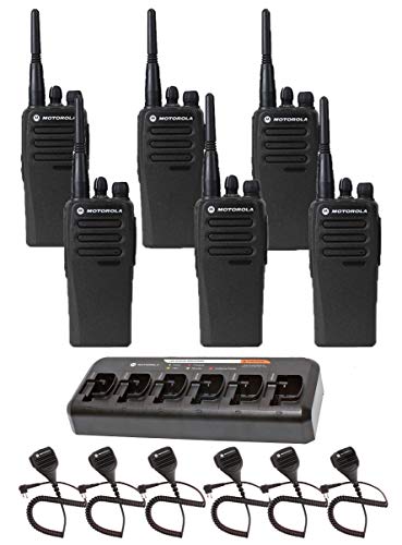 6 Pack of Motorola CP200d UHF Two Way Radios with 6 Speaker Mics and 6-Bank Charger