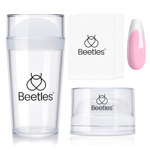 Image of Beetles French Tip Nail Stamp Tool 4Pcs Short Clear Silicone Nails Stamping and Long French Tip Stamper with Nail Scraper Art Tips Printing Stamper Tool Set for Manicure Home DIY Salon