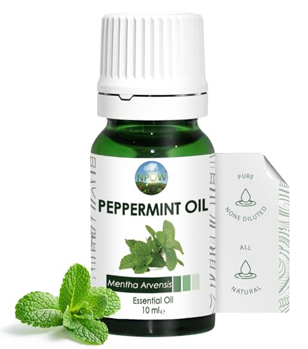 NPOW Peppermint Oil for Skin - 10ml Pure Peppermint Essential Oils for Diffusers for Home Candle Making Fragrance Menthol Oils Pure Mint Oil Refreshing Mint Diffuser for Home Skin & Hair Growth