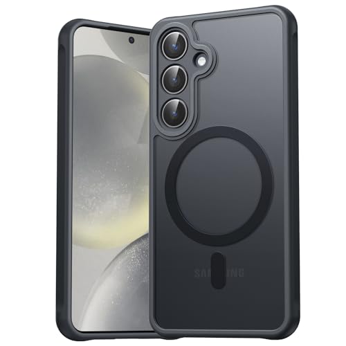 EASDNB für Samsung Galaxy S24 Hülle für Magsafe Magnetisch Handyhülle für Samsung S24 Hülle Kameraschutz Stoßfeste Kratzfeste Durchscheinende Schutzhülle für Galaxy S24 Case Schwarz
