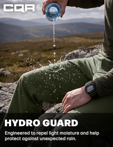 Image of CQR Men's Convertible Cargo Tactical Pants, Water Resistant Outdoor Hiking Pants, Zip Off Lightweight Stretch Work Pants