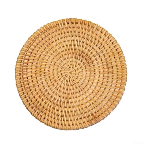 Set di sottobicchieri e tovagliette in paglia in rattan, termoisolanti, in tessuto naturale, per tazze, ciotole, vasi, accessori decorativi per cucina e sala da pranzo (13 cm)