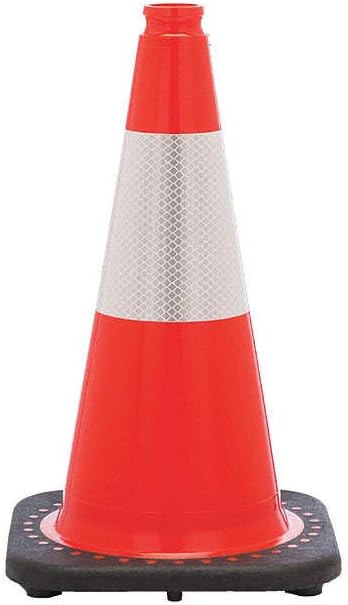 JBC 18" Orange PVC Revolution Series 1-Piece Traffic Cone With Black Base And 6" 3M Reflective Collar