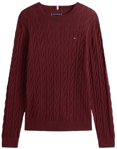 Tommy Hilfiger Men's Cable Knit Sweater, DeepRouge, L