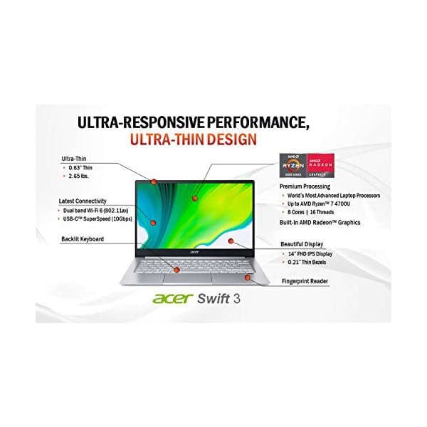 Acer-Swift-3-Thin-Light-Laptop-14-Full-HD-IPS-AMD-Ryzen-7-4700U-Octa-Core-with-Radeon-Graphics-8GB-LPDDR4-512GB-NVMe-SSD-Wi-Fi-6-Backlit-KB-Fingerprint-Reader-Alexa-Built-in Acer Swift 3 Thin & Light Laptop, 14" Full HD IPS, AMD Ryzen 7 4700U Octa-Core with Radeon Graphics, 8GB LPDDR4, 512GB NVMe SSD, Wi-Fi 6, Backlit KB, Fingerprint Reader, Alexa Built-in