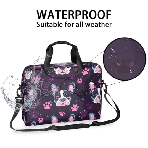 Bolso para laptop con diseño de bulldog francés y huellas miniatura 2