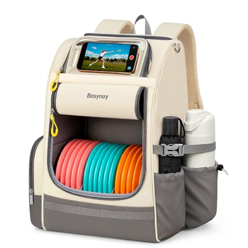 Bosynoy Disc Golf Bag with Clear Phone Holder 20+ Discs Sports Backpack