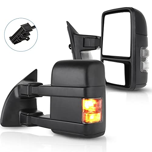 ECCPP Tow Mirrors for 1999-2016 for Ford for F250 for F350 for F450 for F550 Super Duty Towing Mirrors with Manual Adjusted Smoke Signals Lamps Pair Mirrors Driver Side & Passenger Side No Heat