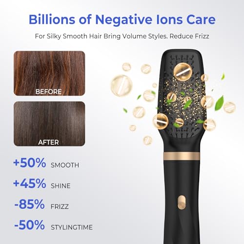 Image of 5 in 1 Blow Dryer Brush Set with Air Curler Wrap Hair Styler, Negative Ionic Hair Dryer Brush, Detachable Hair Tool for Curling, Volumizer,Straightener,Drying