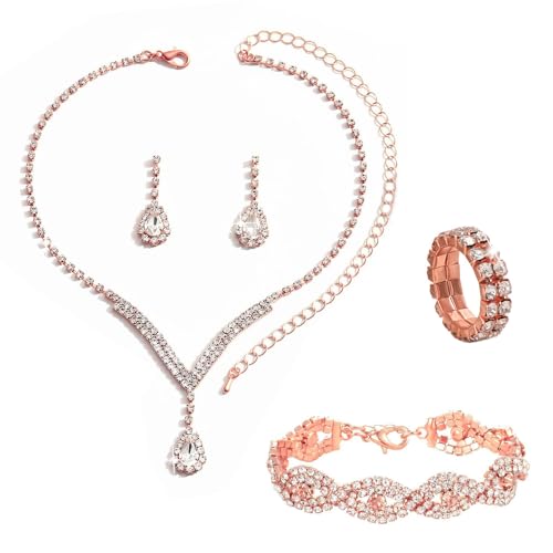KBRPEY Parure Gioielli Set per Donna Collana con Pendente Orecchini