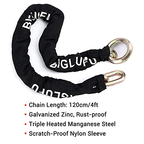 Biglufu Motorcycle Security Chain, Hardened Steel, 4Ft/120Cm Heavy Duty Anti-Theft Chain, 10Mm Thick Cut Proof Chain For Motorbike, Bike, Gate, Bicycle #TOP2