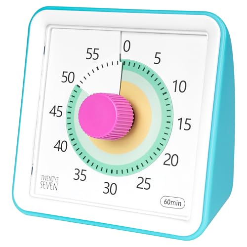 TWENTY5 SEVEN Temporizador visual com capa protetora, temporizador de contagem regressiva de 60 minutos para crianças, autismo, TDAH, sala de aula, escritório em casa, relógio de contagem regressiva