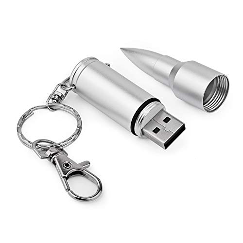 Raoyi New 3D Bullet 64G Usb Flash Drive Usb 2.0 Metal Memory Stick Pen Drive Thumb Drive Zip Drive With Key Chain (Silver) #TOP3