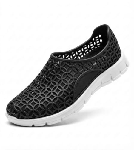 Image of Women's Hollow-Out Slip-On Sandals, Waterproof, Breathable Cutout Design, Casual Flat Shoes