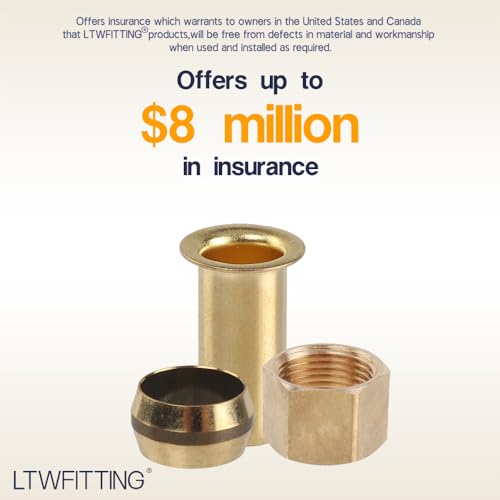 Ltwfitting HF60650HF61625HF63PT650 Value Pack 3/8-Inch Od Brass Compression Insert,Sleeve Ferrule,Nut thumb #3